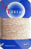 GLITHREAD16 Pearl White and Light Gold Decorative Glitter Thread, Washable,10 Metre Card - Ribbonmoon