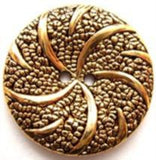 B12751 24mm A ntique Gole Gilded Poly Textured 2 Hole Button - Ribbonmoon