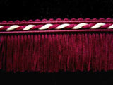 FT1857 35mm Burgundy Cut Fringe with Ivory in the Corded Braid - Ribbonmoon