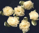 RB458 Ivory Cream Sheer Ribbon Carnation Flower Bud Bow
