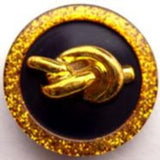 B14991 25mm Black and Gilded Gold Poly Shank Button, Glittery Rim - Ribbonmoon