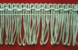 FT2046 38mm Deep Ice Mint Green Looped Fringe on a Decorated Braid - Ribbonmoon