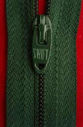 Z0384 46cm Dusky Hunter Green Nylon No.3 Closed End Zip - Ribbonmoon