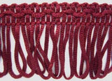 FT2032 35mm Burgundy Looped Fringing on a Decorated Braid - Ribbonmoon
