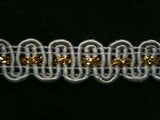 FT818 16mm Mid Grey and Metallic Gold Cord Braid Trim - Ribbonmoon