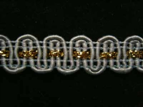 FT818 16mm Mid Grey and Metallic Gold Cord Braid Trim - Ribbonmoon