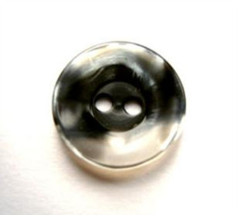 B17606 17mm Black and Pearlised Grey 2 Hole Button - Ribbonmoon