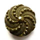 B11895 20mm Textured Chive Green Domed Shank Button - Ribbonmoon