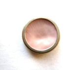 B7235 14mm Dusky Pink Pearlised Shank Button, Silver Metal Rim - Ribbonmoon