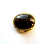 B8356 15mm Domed Oval Onyx Effect Shank Button, Gilded Gold Poly Rim - Ribbonmoon