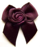 RB356 Deep Plum 10mm Satin Ribbon Rose Bow