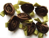 RB265 24mm Dark Brown Satin Ribbon Rose - Ribbonmoon