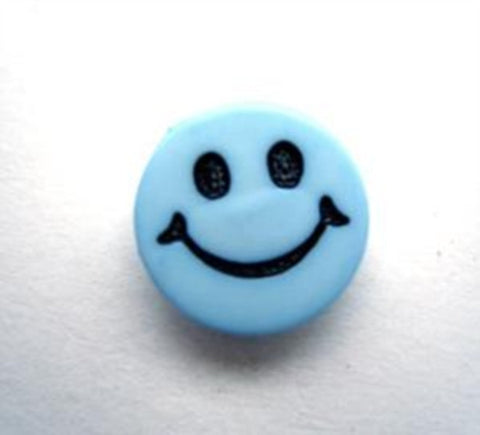 B15963 15mm Blue and Black Smiley Face Design Novelty Shank Button - Ribbonmoon