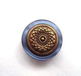 B14522 15mm Brass Metal Shank Button with Moonlight Blue Pearlised Rim - Ribbonmoon