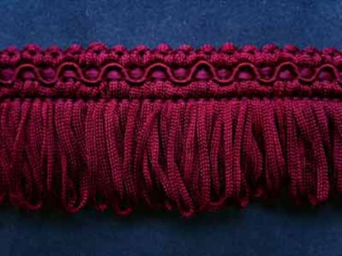 FT1216 38mm Pale Burgundy Looped Fringe on a Decorated Braid - Ribbonmoon