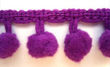 FT2081 23mm Purple Pom Pom Bobble Fringe - Ribbonmoon