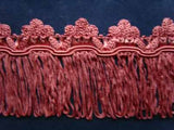 FT792 6cm Deep Dusky Pink Looped Fringe on a Decorated Braid - Ribbonmoon