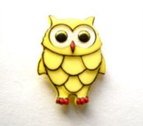 B12026 16mm Yellow Owl Shape Novelty Shank Button - Ribbonmoon