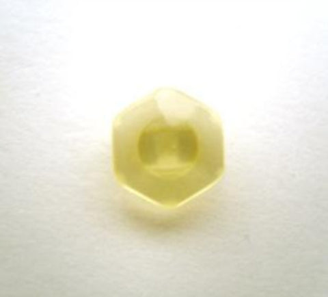 B14264 11mm Pale Lemon Pearlised Polyester Hexagonal Shank Button - Ribbonmoon
