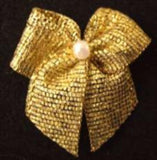 RB189 Gold Metallic Ribbon Bow with a Pearl Centre