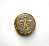 B6551 15mm Gold and Silver Metal Button with a Coat of Arms Design - Ribbonmoon