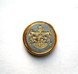 B6551 15mm Gold and Silver Metal Button with a Coat of Arms Design - Ribbonmoon