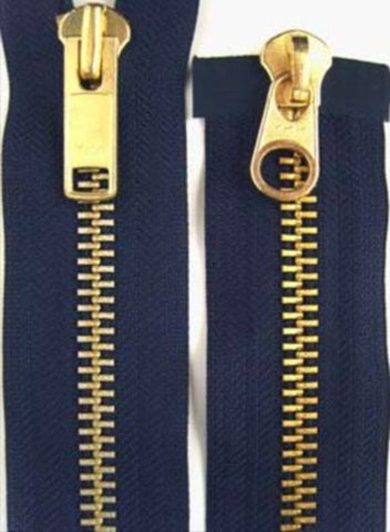 Z2757 61cm Deep Navy YKK Double Ended Zip, Brass Teeth No.10