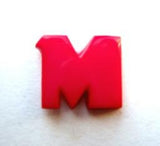 B7066 14mm Letter M Alphabet Shank Button Shocking Pink