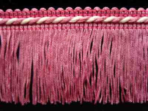 FT1807 5cm Hot Pink and Ivory Cut Fringe on a Corded Braid - Ribbonmoon