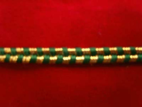 RUSSBRAID30 4mm Bottle Green and Metallic Gold Russia Braid - Ribbonmoon