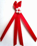 RB272 Red 3mm Double Satin Ribbon Bow with Pearls.