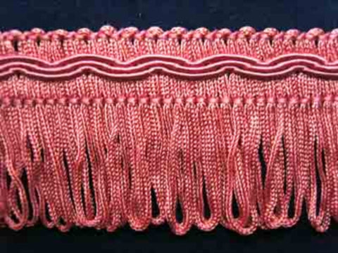 FT921 43mm Dusky Pinks Looped Fringe on a Decorated Braid - Ribbonmoon