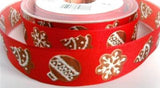 R7339 25mm Russet and Brown Christmas Print Ribbon, Wire Edge - Ribbonmoon