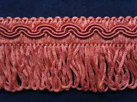 FT983 4cm Deep Dusky Pinks Looped Fringe on a Decorated Braid - Ribbonmoon