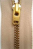 Z4078 YKK 15cm Beige Closed End No.5 Zip with Brass Teeth - Ribbonmoon