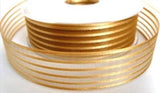 R7405 25mm Old Gold Satin and Sheer Striped Ribbon - Ribbonmoon