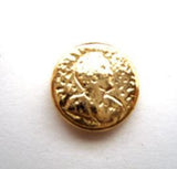B15004 13mm Gold Plated Heavy Metal Alloy Shank Button,Old Coin Design - Ribbonmoon
