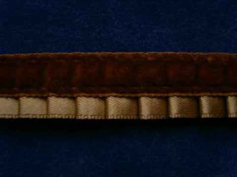 L044 15mm, Brown Velvet on a Gathered Satin - Ribbonmoon