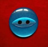 B4074 14mm Azure Blue 2 Hole Polyester Fish Eye Button - Ribbonmoon