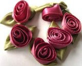 RB404 32mm Raspberry Pink Satin Ribbon Rose - Ribbonmoon