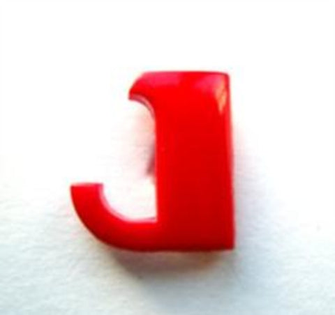 B7055 15mm Letter J Alphabet Shank Button Red