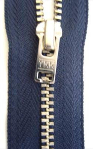 Z4857 YKK 23cm Navy Closed End Zip No.4, Metal Teeth - Ribbonmoon