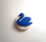 B12927 12mm Royal Blue Matt Swan Design Novelty Shank Button - Ribbonmoon