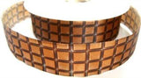 R7425 26mm Browns Chocolate Squares Design Ribbon - Ribbonmoon