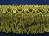 FT872 4cm Pale Moss Green Looped Fringe on a Decorated Braid - Ribbonmoon
