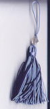 TAS17 Navy, Saxe and Dusky Blue Tassel with a Clear Top Bead