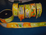 R4149C 6 x 2 Metre Rolls of 29mm Citrus Fruit, Gingham Design Ribbon - Ribbonmoon