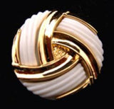 B17056 20mm White and Gilded Gold Poly Shank Button - Ribbonmoon