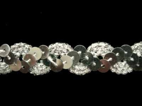 SQBRAID51 14mm Silver Sequin Braid Trim - Ribbonmoon