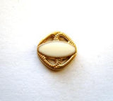 B8067 11mm Gilded Gold and Bridal White Faux Enamel Shank Button - Ribbonmoon